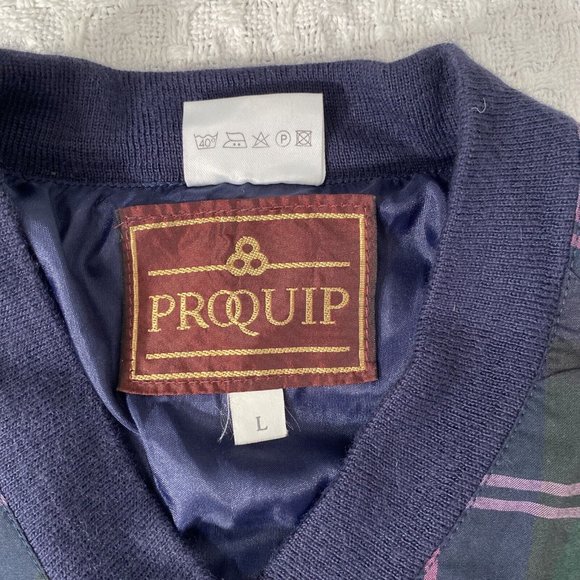 PROQUIP Golf Windbreaker Fully Lined Blue Green Pink Plaid Pullover Mens Large - Picture 6 of 7